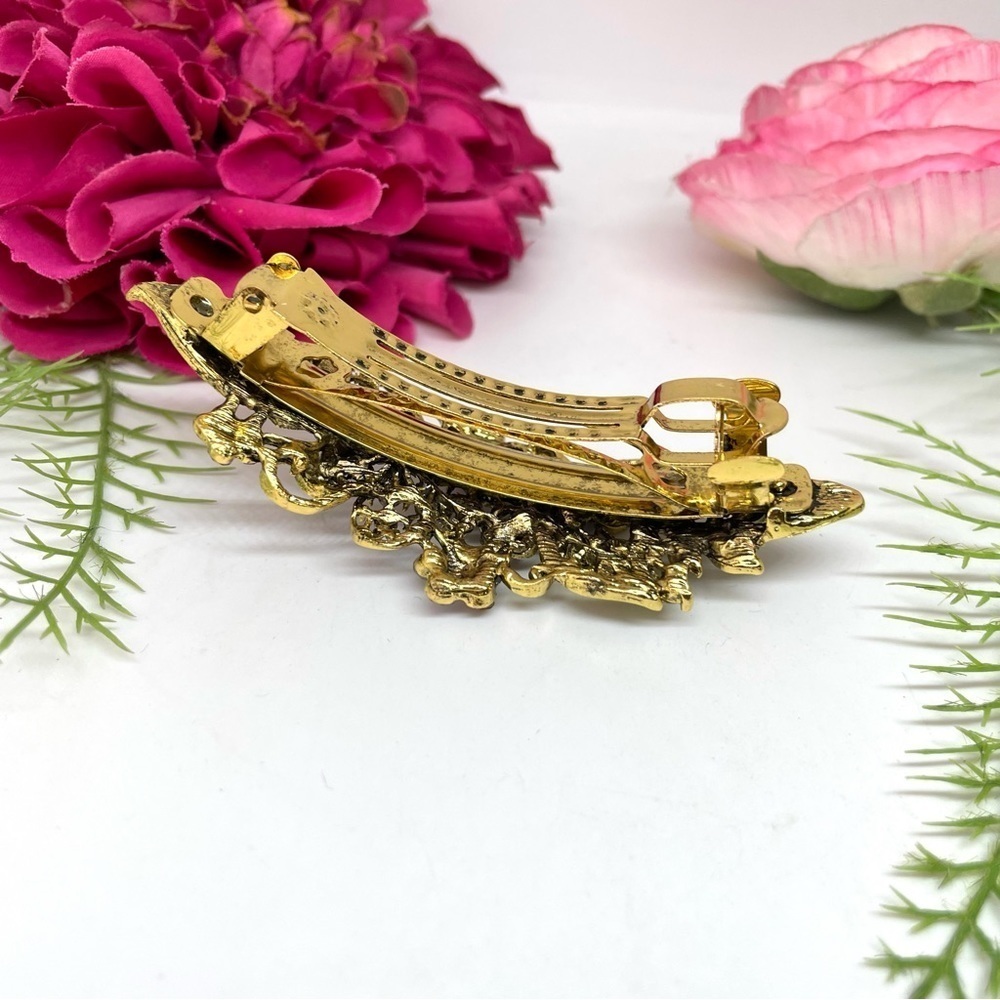 NEW⚜️Vintage Style Filigree Floral Crystal Embellished Hair Clip - Picture 4 of 5